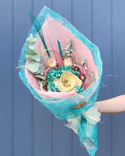 Aqua Sky Flax Flower Bouquet