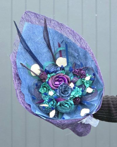 Deep Ocean Paua Flax Flower Bouquet