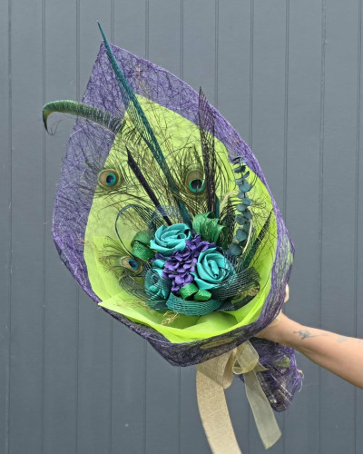 Peacock Paradise Flax Flower Bouquet