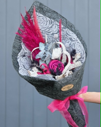 Raspberry Rush Flax Flower Bouquet