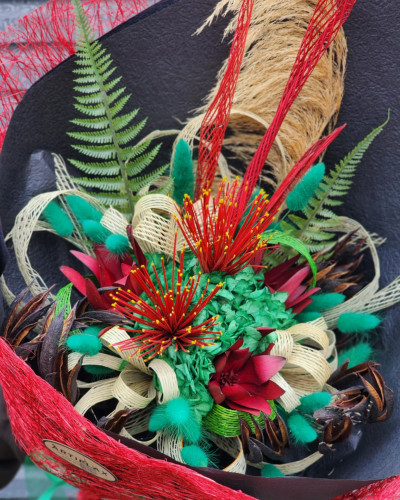 Red Pohutukawa Flax Flower Bouquet