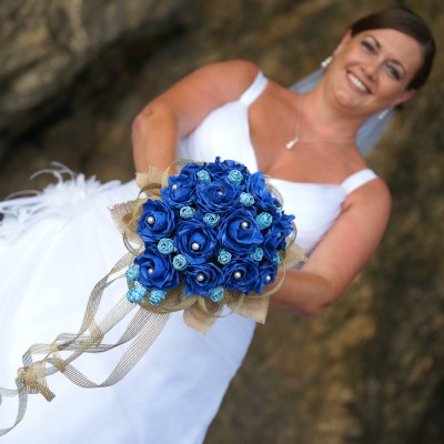 Liana and her Blue Flax Flower Bouquet 2014