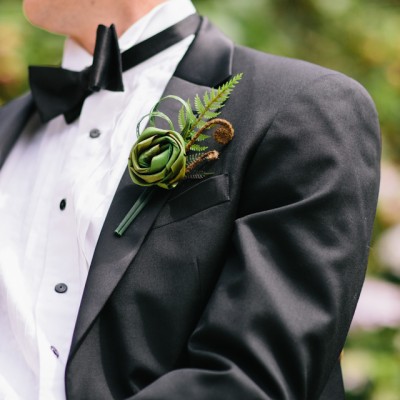 Green flax and fern buttonhole