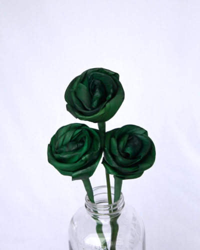 Dark Green Flax Rose